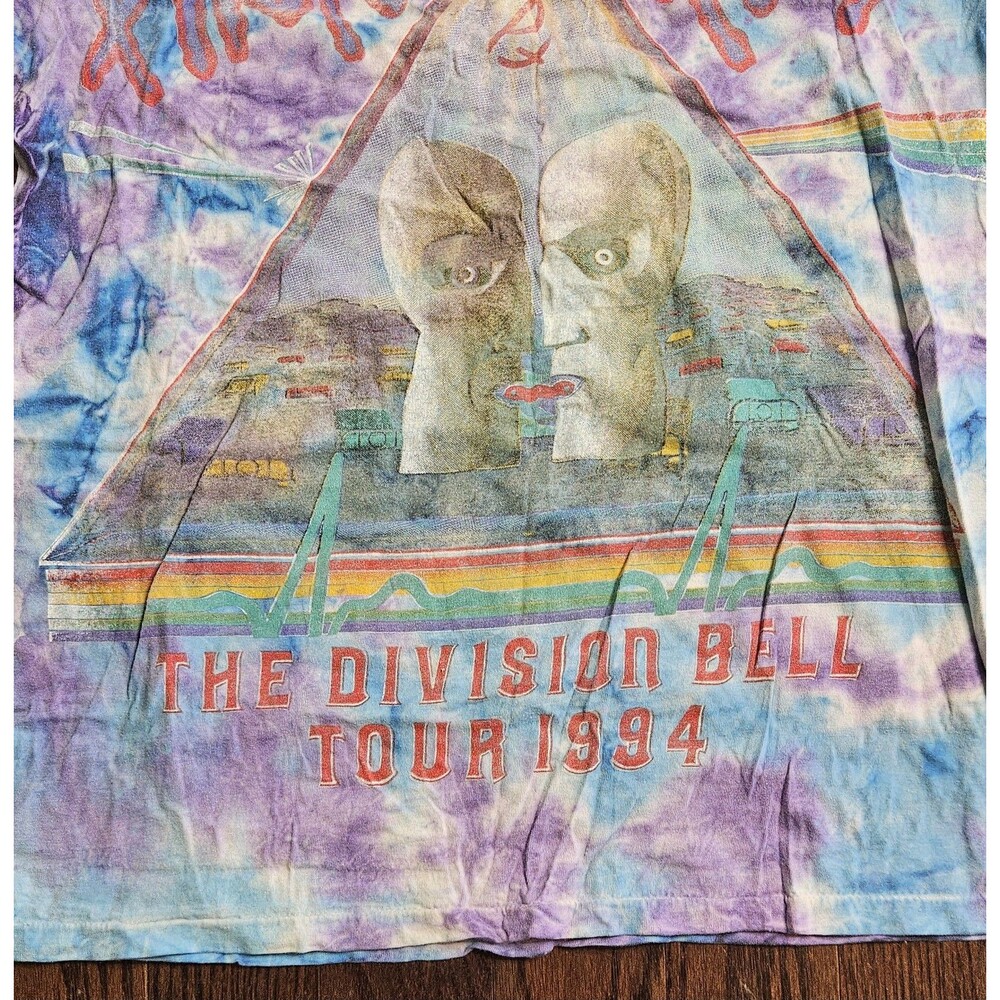 Vintage 1994 Pink Floyd The Division Bell Tour Tie Dye Band Tee Shirt Sz XL - Picture 3 of 14
